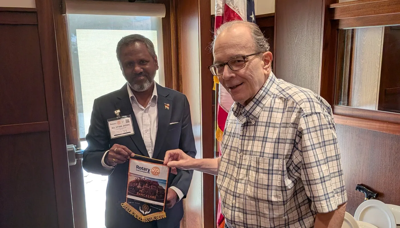 Flag exchange with the Rotary Club of Berkeley Heights