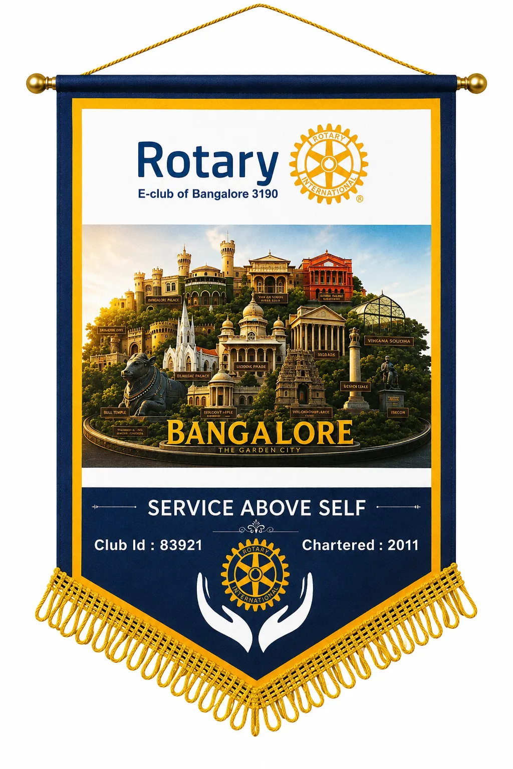 Rotary E-Club of Bangalore club banner — Service Above Self