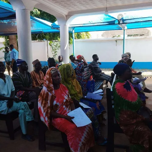 Patients awaiting eye surgery in West Africa