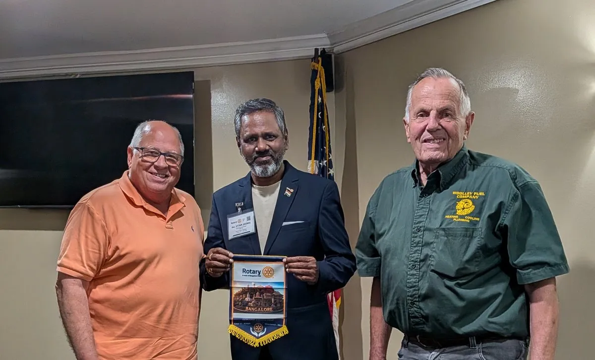 Flag exchange with the Rotary Club of Maplewood
