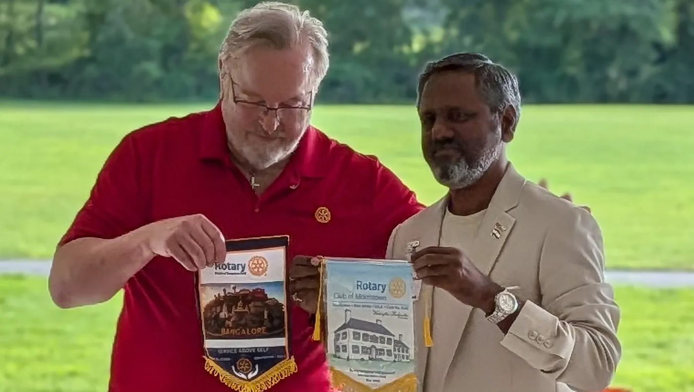 Flag exchange with the Rotary Club of Morristown